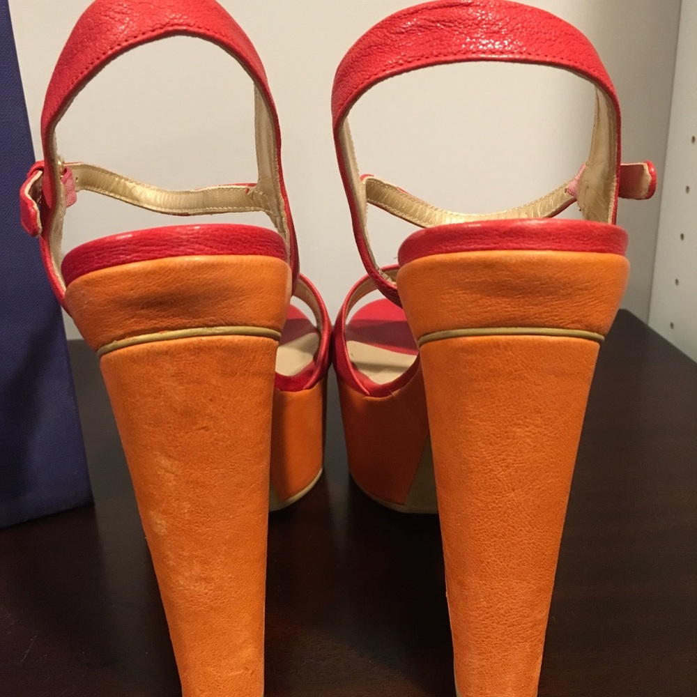 Stuart Weitzman Red & Orange Platform Heels- Size… - image 6